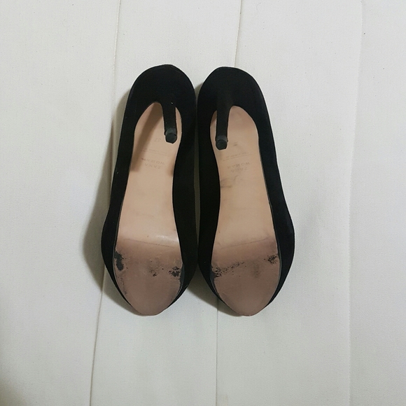 Zara Black Suede Platform Pumps Size 37 - Picture 6 of 6